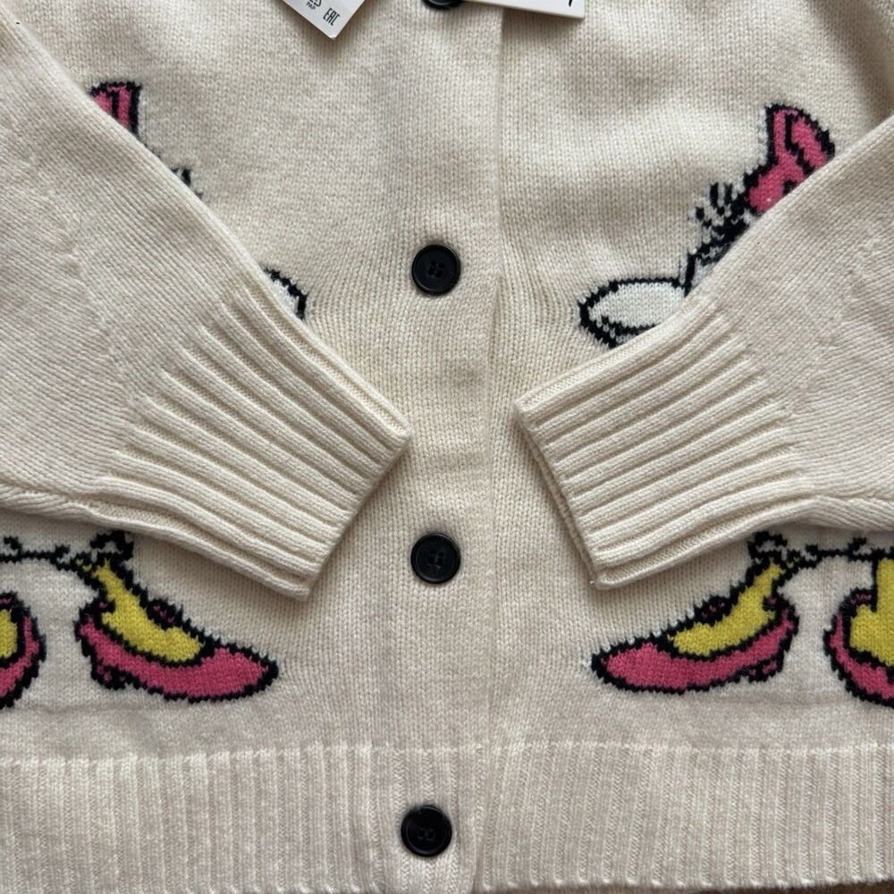 NWT Zara Harry Lambert Disney Daisy Duck Wool Blend Cardigan Sweater M Cream - Picture 4 of 9